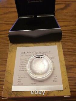 CPT COOK'S TRACKS A NEW MAP OF THE WORLD 1812 1oz DOMED SILVER PROOF COIN $5