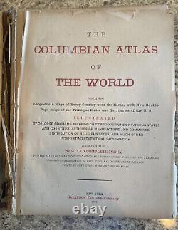 Columbian Atlas Of The World 1891 Hardback Book New York Publishing Rare Find