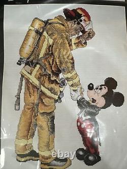 Disney World The Art of Disney Fireman & Mickey Mouse Cross Stitch Kit New