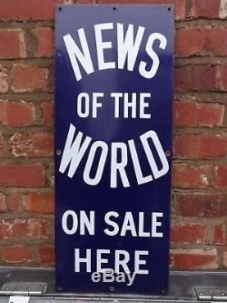 Enamel Sign News Of The World Antique Rare Original Collectable Advertising Sign
