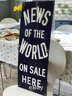 Enamel advertising sign, news of the world on sale here