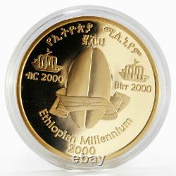 Ethiopia 2000 birr New Millennium series The Skull of Selam proof gold coin 2000