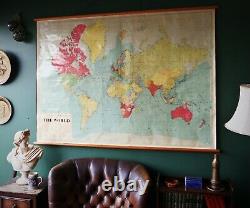 Extra Large Philip's Vintage 1969 New Commercial of the World map Scroll map