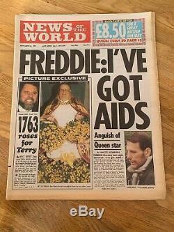 FREDDIE MERCURY News Of The World UK Newspaper 24th November 1991 Queen