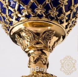 Frage Silver 925 Egg Cup MIRROR OF THE WORLD Sapphires Casting Hot enamel New