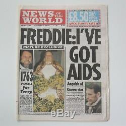 Freddie Mercury Queen I've Got Aids UK News Of The World Newspaper 24.11.1991