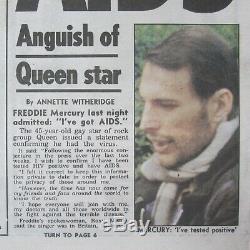Freddie Mercury Queen I've Got Aids UK News Of The World Newspaper 24.11.1991