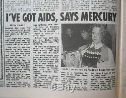 Freddie Mercury Queen I've Got Aids UK News Of The World Newspaper 24.11.1991