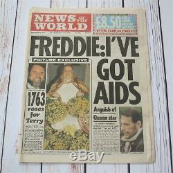 Freddie Mercury Queen I've Got Aids UK News Of The World Newspaper 24.11.1991