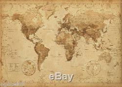 Giant Map Of The World Poster Wall Brand New Antique Style Great Gift Present