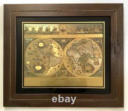 Gold Foiled Blaeu Piscator Wall Map of The New World Framed & Matted VINTAGE
