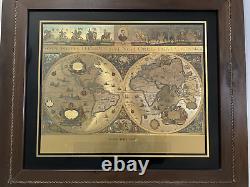 Gold Foiled Blaeu Piscator Wall Map of The New World Framed & Matted VINTAGE