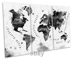 Grunge Map of the World Picture TREBLE CANVAS WALL ART Print White