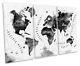 Grunge Map Of The World Picture Treble Canvas Wall Art Print White