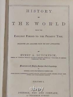 History Of The World 1871 EVERT DUYCKINCK Vol. I STEEL Engravings WAR CULTURE