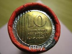 Israel 10 New Sheqalim Unc Roll 25 Coins 2009 From The Bank Of Israel