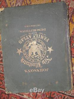 JOHNSON'S NEW ILLUSTRATED FAMILY ATLAS OF THE WORLD 105 maps 1866 new york raro