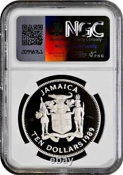 Jamaica 10 dollars 1989, NGC PF69 UC, Columbus Discovery of the New World