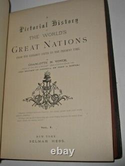 LEATHER SetPICTORIAL HISTORY OF THE WORLD! 1882 ILLUSTRATED PLATES MASSIVE FOLIO