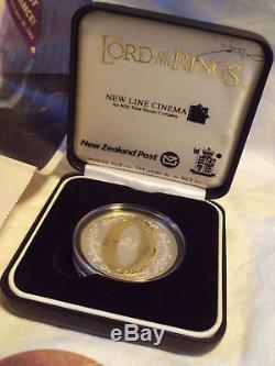 LORD Of The RINGS. 925 SILVER COIN 2003 New Zealand Post NLP Gold ring