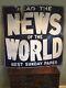 Large News Of The World 1940s Advertising Enamel Sign