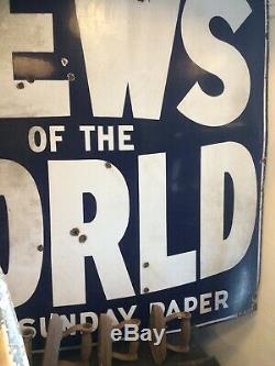 Large News of the World 1940s advertising enamel sign