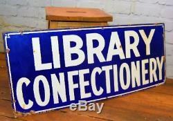 Library Confectionery News of the World 1940s advertising enamel sign vintage re