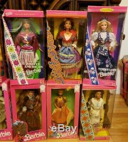 Lot of 10 Barbie Dolls Of The World 1990s Italian, Norwegian, Eskimo New Mattel