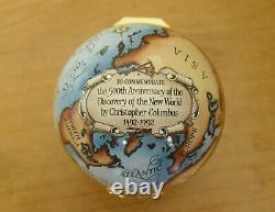 Ltd Ed Halcyon Days 500th Ann of the Discovery of the New World Globe Enamel Box