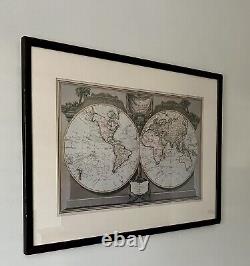 M & S Reproduction New Map Of The World, With Captain Cook's Tracks 1794, Framed