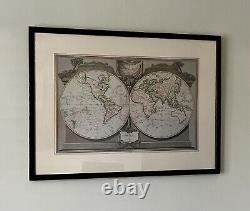 M & S Reproduction New Map Of The World, With Captain Cook's Tracks 1794, Framed