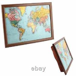 Map Of The World Lap Tray Dinner Breakfast With Built In Cushion Padded Bean Bag