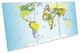 Map Of The World Atlas Print Canvas Wall Art Treble Picture Blue