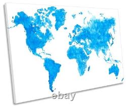 Map of the World Blue SINGLE CANVAS WALL ARTWORK Print Art
