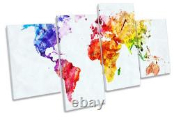Map of the World Colourful Picture MULTI CANVAS WALL ART Print