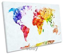 Map of the World Colourful Picture SINGLE CANVAS WALL ART Print