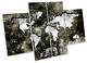 Map Of The World Distressed Picture Canvas Wall Art Four Panel Grey