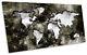 Map Of The World Distressed Picture Panoramic Canvas Wall Art Print Grey