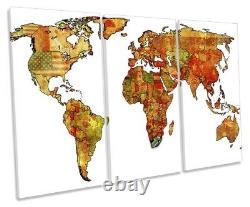 Map of the World Flags Picture TREBLE CANVAS WALL ART Print