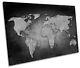 Map Of The World Grunge B&w Picture Single Canvas Wall Art Print