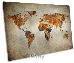 Map of the World Grunge SINGLE CANVAS WALL ART Box Framed