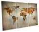 Map Of The World Grunge Treble Canvas Wall Art Box Framed Picture
