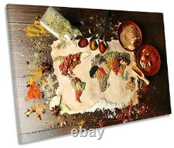 Map of the World Kitchen Picture SINGLE CANVAS WALL ART Print