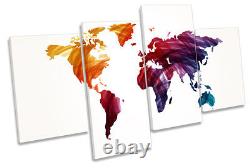 Map of the World Multi Colour Framed MULTI CANVAS PRINT Wall Art