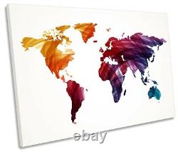 Map of the World Multi Colour Framed SINGLE CANVAS PRINT Wall Art