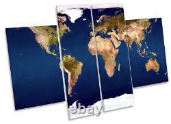 Map of the World Picture CANVAS WALL ART Four Panel