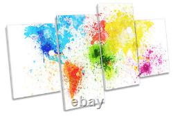 Map of the World Splatter MULTI CANVAS WALL ARTWORK Print Art