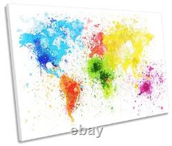 Map of the World Splatter SINGLE CANVAS WALL ARTWORK Print Art