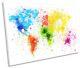 Map Of The World Splatter Single Canvas Wall Artwork Print Art