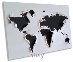 Map of the World Torn Picture SINGLE CANVAS WALL ART Print